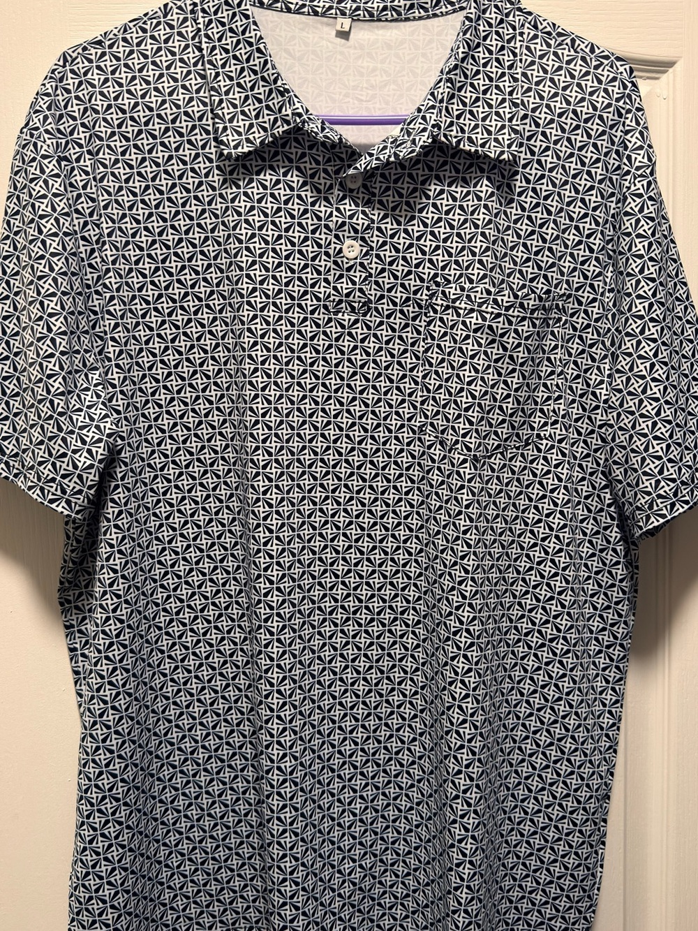 Men's Navy Geometric Short-Sleeve Polo